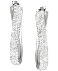 Crystal Pave Wavy Oval Hoop Earrings