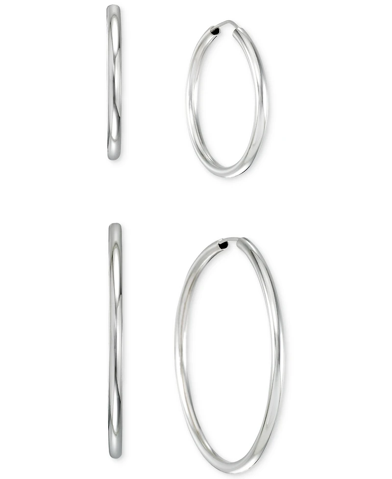 2-Pc. Set Polished Endless Small & Medium Hoop Earrings