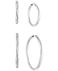 2-Pc. Set Polished Endless Small & Medium Hoop Earrings