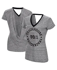 Women's Touch Heather Black Trackhouse Racing Halftime Back Wrap T-shirt