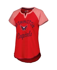 Women's Starter Red Washington Capitals Grand Slam Raglan Notch Neck T-shirt