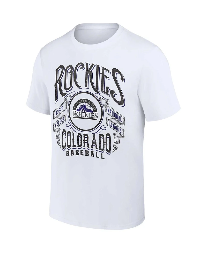 Men's Darius Rucker Collection by Fanatics White Colorado Rockies Distressed Rock T-shirt