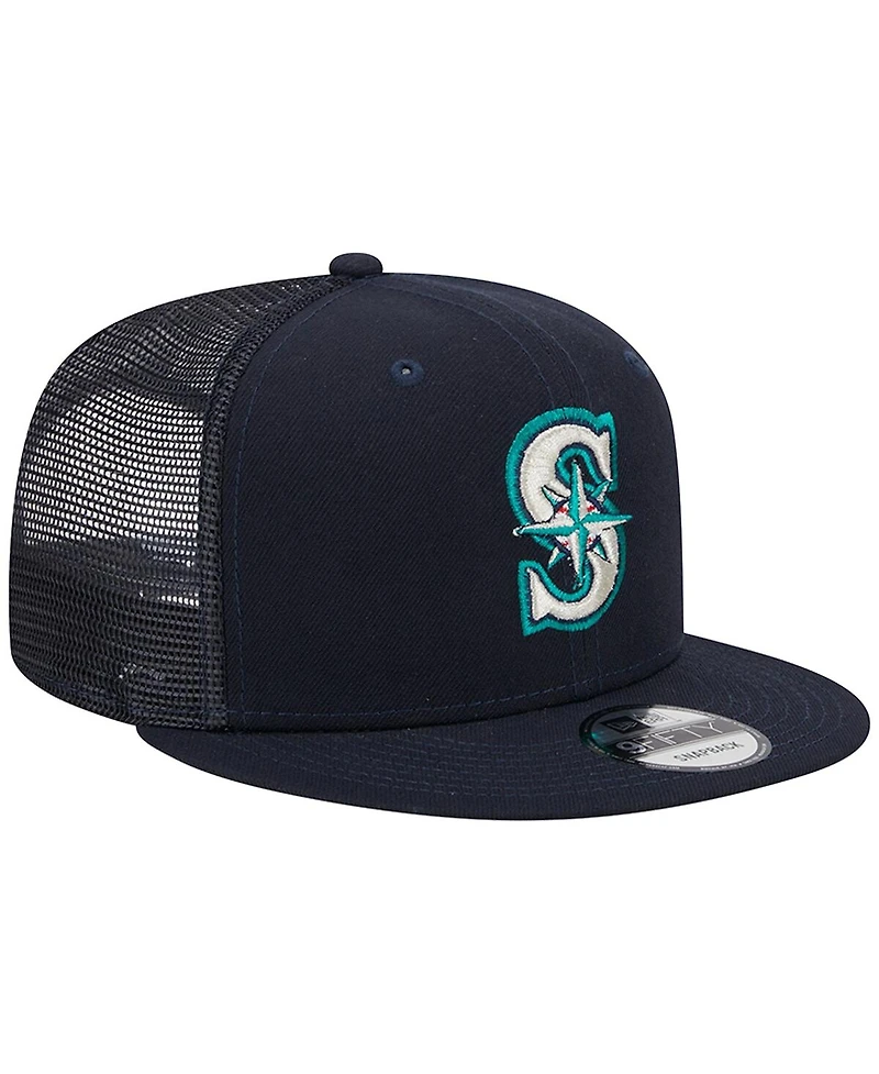 Men's New Era Navy Seattle Mariners Team Color Trucker 9FIFTY Snapback Hat