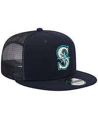 Men's New Era Navy Seattle Mariners Team Color Trucker 9FIFTY Snapback Hat