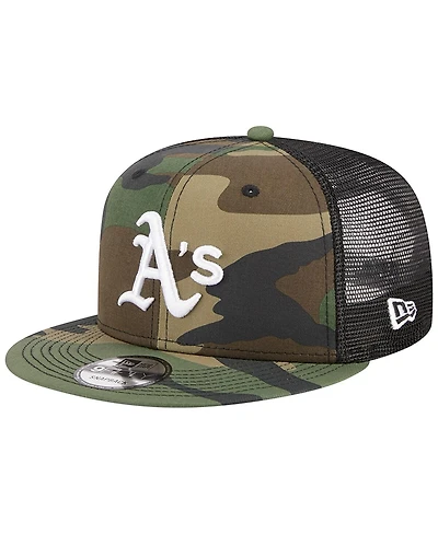 Men's New Era Camo Oakland Athletics Woodland Camo Trucker 9FIFTY Snapback Hat