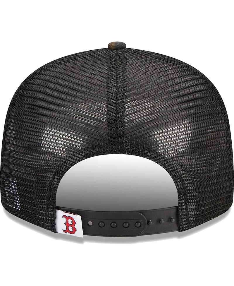 Men's New Era Camo Boston Red Sox Woodland Camo Trucker 9FIFTY Snapback Hat