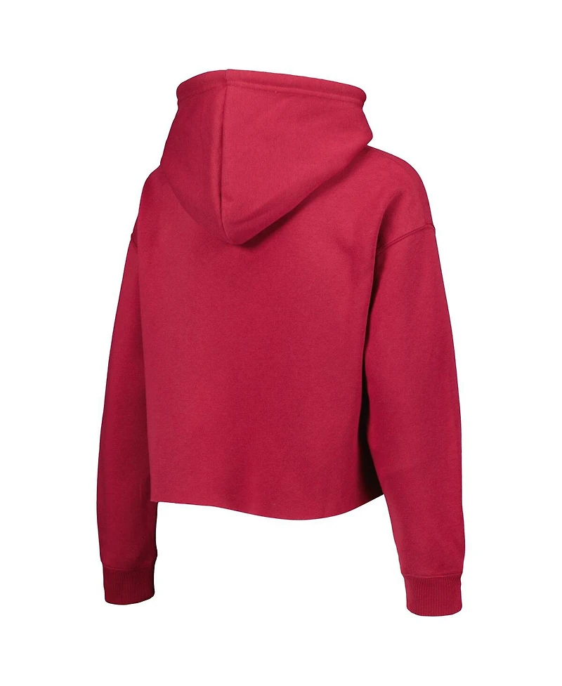 Women's Cuce Cardinal Arizona Cardinals Crystal Logo Cropped Pullover Hoodie