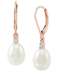 Cultured Freshwater Pearl Earrings (8mm) 10k Gold & White