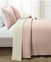 Lush Decor Solid Kantha Pick Stitch Yarn Dyed Cotton Woven 3-Piece Quilt Set
