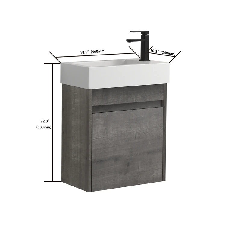 Simplie Fun 18" Floating Wall-Mounted Bathroom Vanity With Resin Sink & Soft-Close Cabinet Door