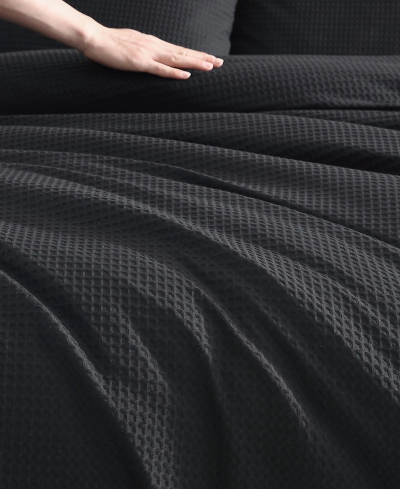 Vera Wang Waffle Pique Cotton 3 Piece Comforter Set, King