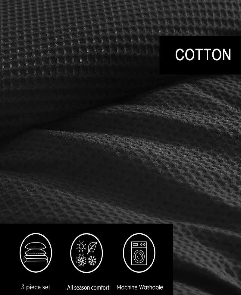 Vera Wang Waffle Pique Cotton 3 Piece Duvet Cover Set