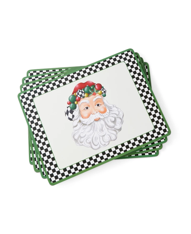 Spode Christmas Tree Black & White Mixed Snowman & Santa Placemats, Set of 4