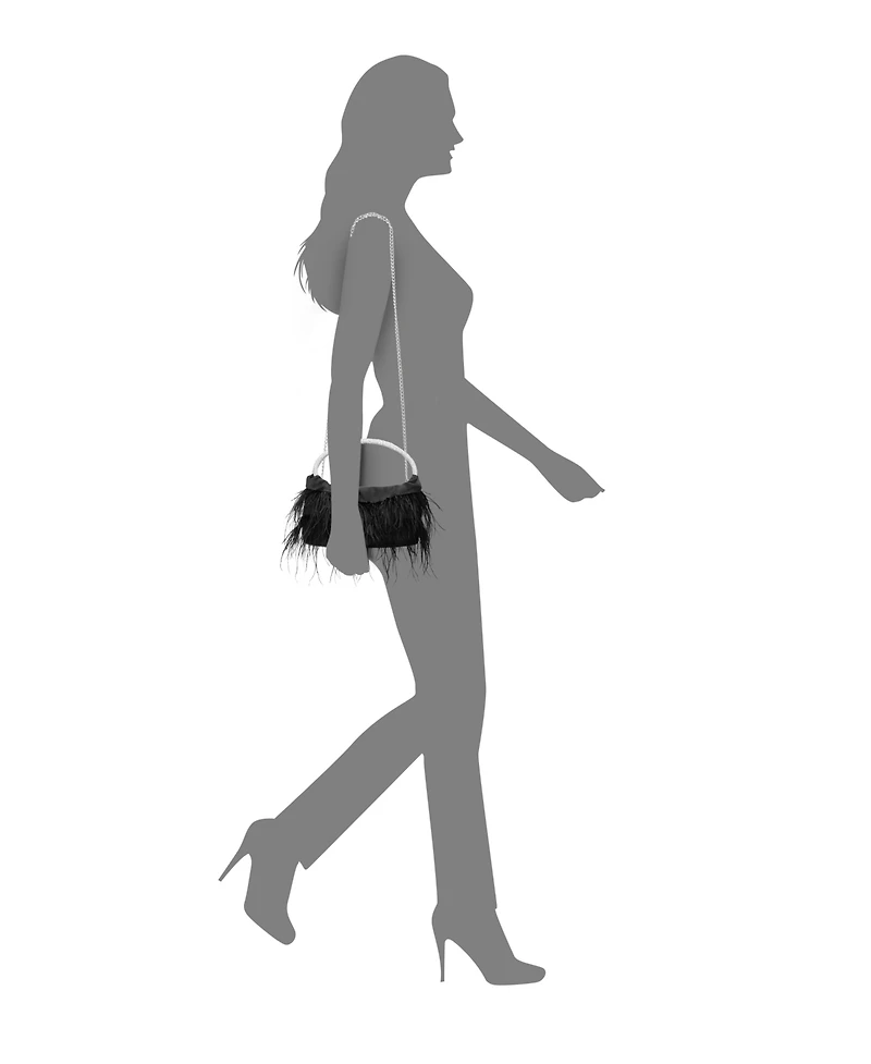 Nina Crystal Handle Feather Pouch