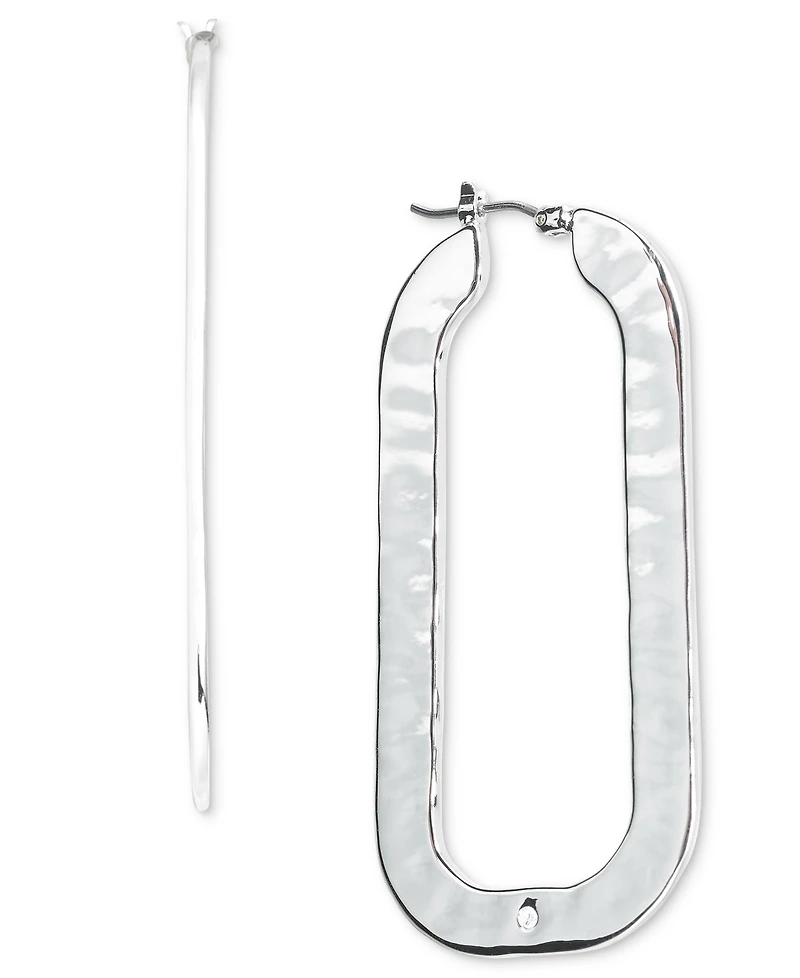 Style & Co Silver-Tone Rounded Rectangle Hoop Earrings, Macy's Exclusive