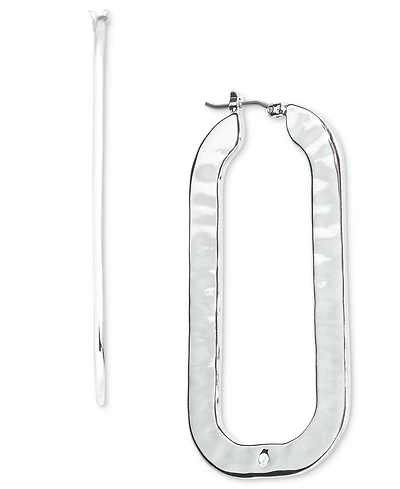 Style & Co Silver-Tone Rounded Rectangle Hoop Earrings, Macy's Exclusive