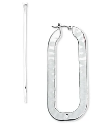 Style & Co Silver-Tone Rounded Rectangle Hoop Earrings, Macy's Exclusive