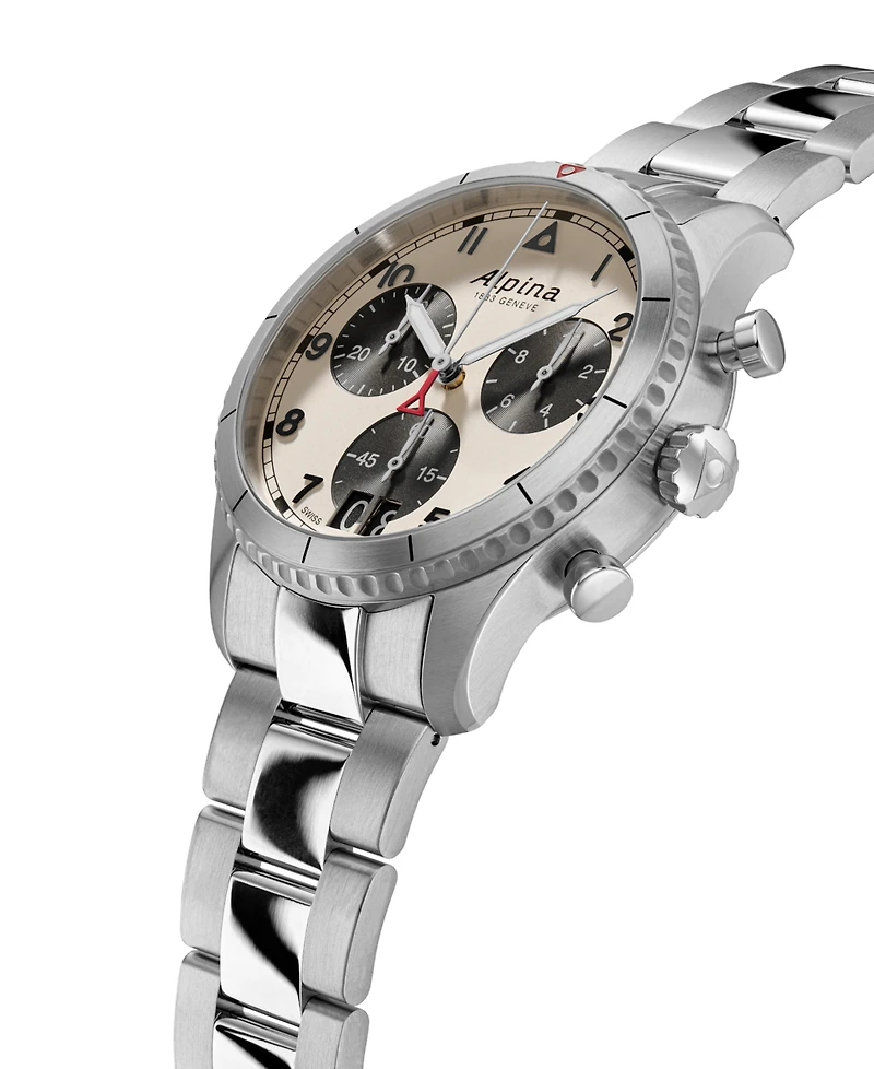 Alpina Men's Swiss Chronograph Startimer Stainless Steel Strap Bracelet Watch 41mm