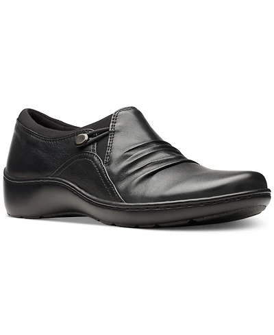 Clarks Women's Cora Dusk Ruched Side-Button Slip-On Shoes