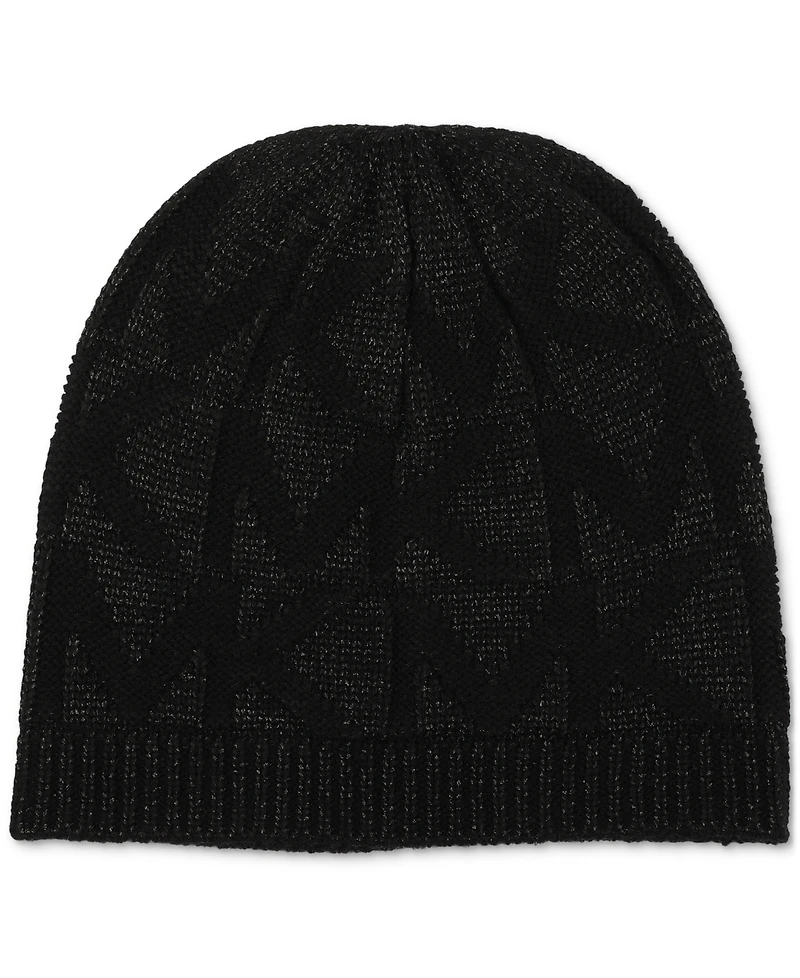 Michael Kors Women's Debossed Knit Metallic Beanie & Scarf Set