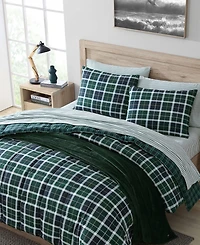 Closeout! Nautica North Sail Plaid Brushed Microfiber 3 Piece Comforter Set