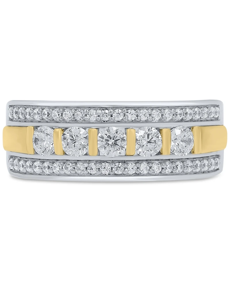 Men's Diamond Openwork Band (1 ct. t.w.) in 10k Two-Tone Gold