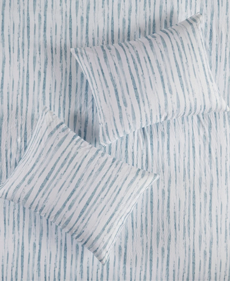 Natori Brush Stroke Oversized Reversible Seersucker 4 Piece Comforter Set