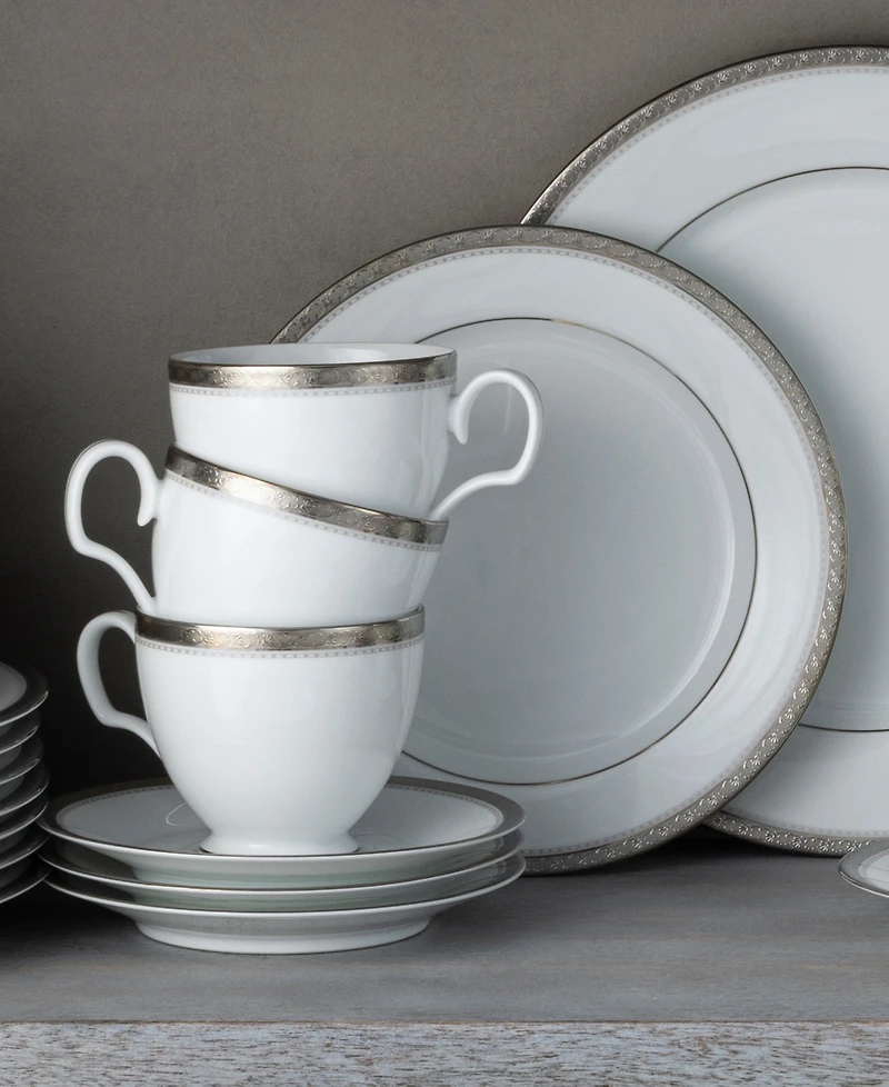 Noritake Charlotta Platinum 60 Piece Dinnerware Set, Service for 12