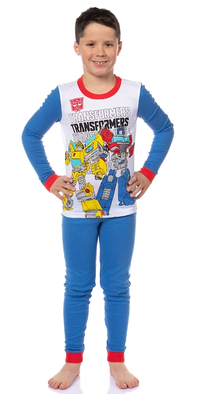 Transformers Boys Optimus Prime And Bumblebee Characters Logo Sleep Pajama Set