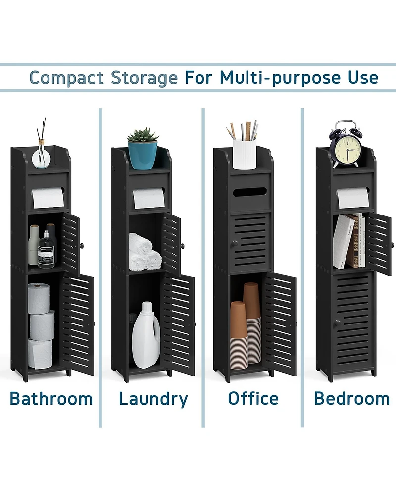 Nestl Narrow Bathroom Storage Cabinet & Organizer with 2 Doors 3 Shelves