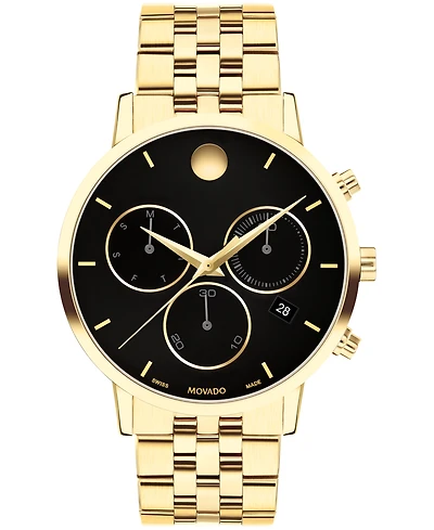 Movado Men's Museum Classic Swiss Quartz Chrono Light Yellow Pvd Watch 42mm