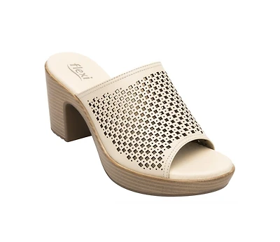 Women s Leather Heel Slip-On Sandals By Flexi