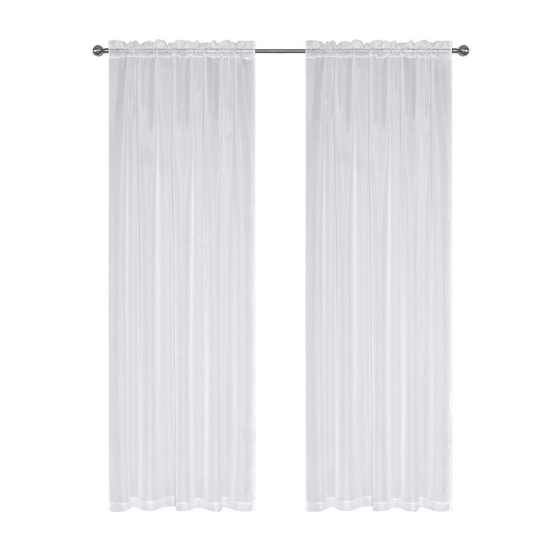 Kate Aurora Montauk Accents Ultra Lux 2 Piece Rod Pocket White Sheer Voile Window Curtain Panels