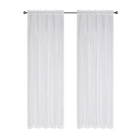 Kate Aurora Montauk Accents Ultra Lux 2 Piece Rod Pocket White Sheer Voile Window Curtain Panels
