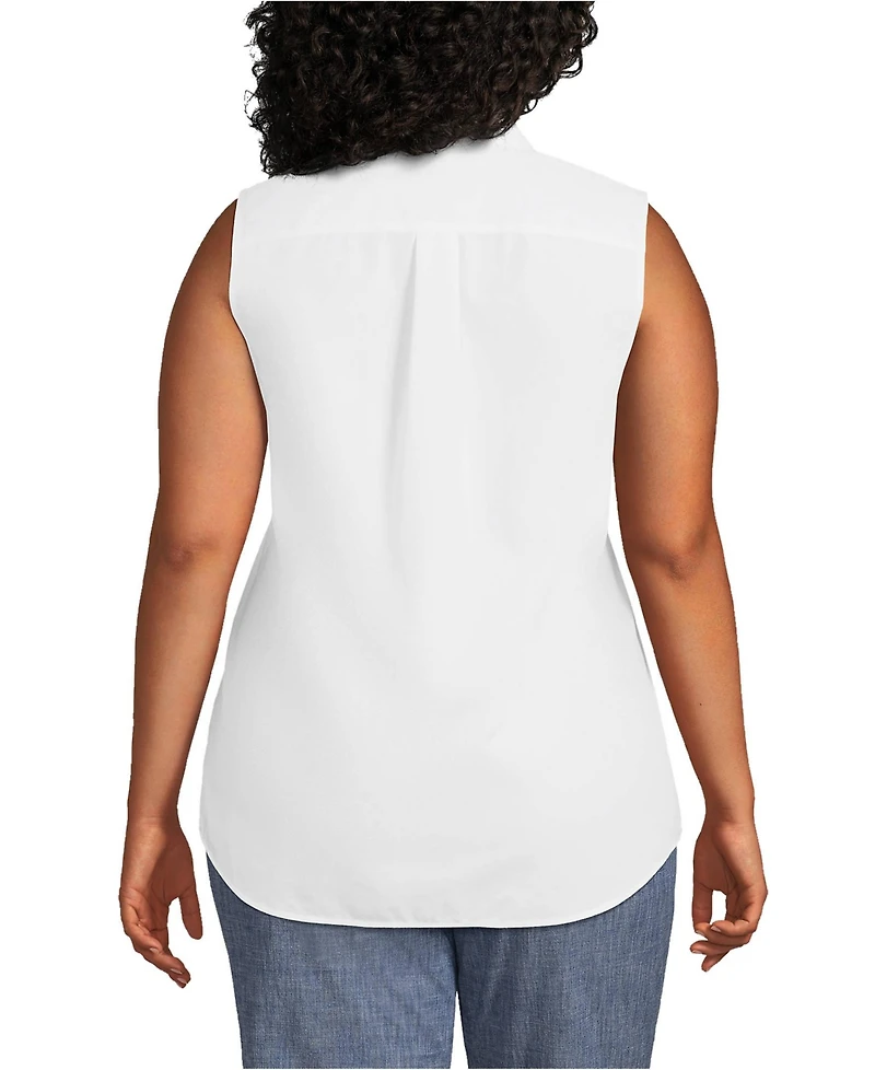 Lands' End Plus No Iron Sleeveless Shirt