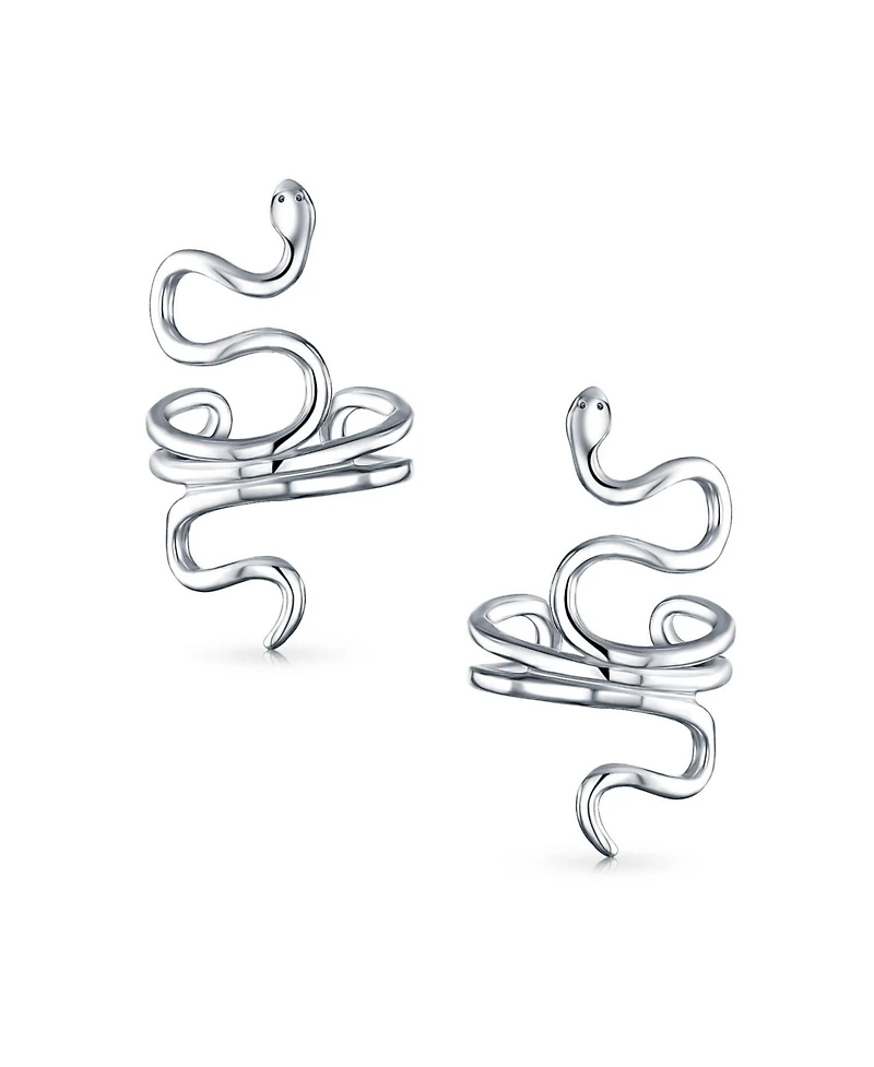 Bling Jewelry Helix Climber Crawler Snake Serpent Clip On Wrap Wire Cartilage Lobe Ear Cuff Earrings .925 Sterling Silver