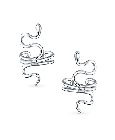 Bling Jewelry Helix Climber Crawler Snake Serpent Clip On Wrap Wire Cartilage Lobe Ear Cuff Earrings .925 Sterling Silver
