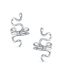 Bling Jewelry Helix Climber Crawler Snake Serpent Clip On Wrap Wire Cartilage Lobe Ear Cuff Earrings .925 Sterling Silver
