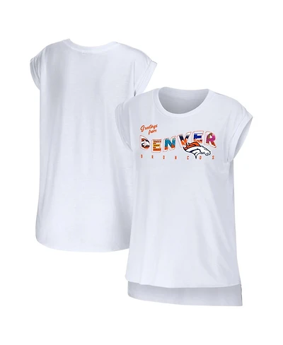 Women's Wear by Erin Andrews White Denver Broncos Greetings From Muscle T-shirt
