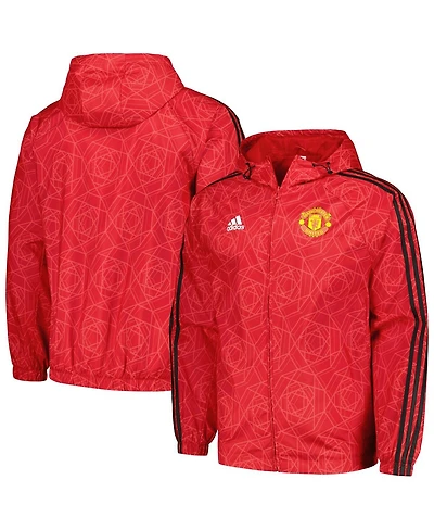 Men's adidas Red Manchester United 2023/24 Dna Raglan Full-Zip Windbreaker