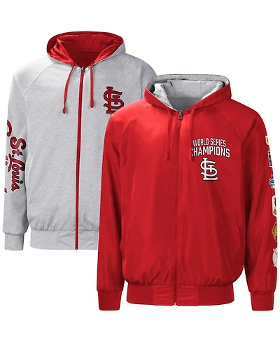 Men's G-iii Sports by Carl Banks Red, Gray St. Louis Cardinals Southpaw Reversible Raglan Hooded Full-Zip Jacket