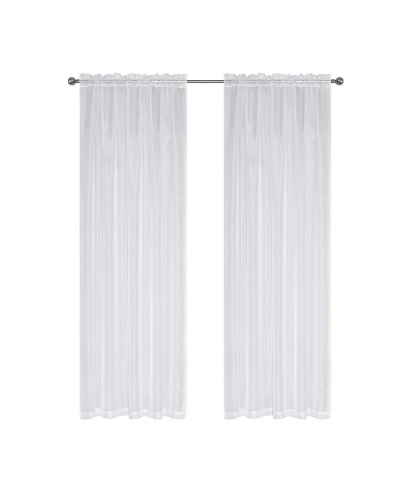 Kate Aurora Montauk Accents Ultra Lux 2 Piece Rod Pocket White Sheer Voile Window Curtain Panels