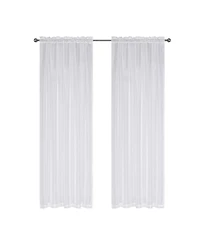 Kate Aurora Montauk Accents Ultra Lux 2 Piece Rod Pocket White Sheer Voile Window Curtain Panels