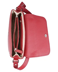 Mancini Pebbled Collection Kimberly Leather Flap Closure Handbag