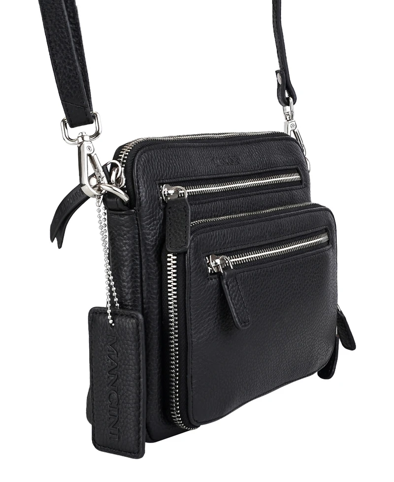 Mancini Pebbled Collection Valerie Leather Mini Crossbody Bag