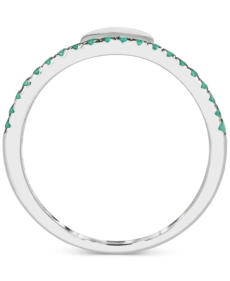 Emerald & Polished Heart Split Shank Ring (3/8 ct. t.w.) Sterling Silver (Also Ruby)