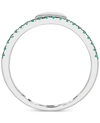 Emerald & Polished Heart Split Shank Ring (3/8 ct. t.w.) Sterling Silver (Also Ruby)