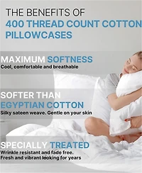 400 Thread Count 100% Cotton Pillowcase Set of 2
