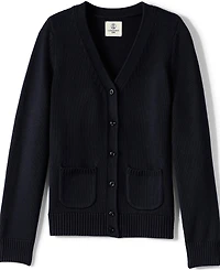 Lands' End Girls School Uniform Cotton Modal Button Front Cardigan Sweater
