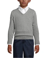 Lands' End Boys School Uniform Cotton Modal Fine Gauge V-neck Sweater